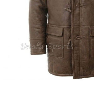 Veste en cuir pour homme en peau de mouton style classique, doublure en fausse fourrure épaisse, grande taille, vestes en cuir écologiques - Product Image 4