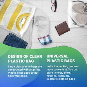 Confezione 500 18X24 pollici trasparente sacchetti di spedizione 2 Mil plastica impermeabile poli sacchetti per abbigliamento e scarpe da imballaggio a estremità aperta - Product Image 3