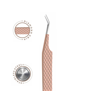 Pinza Profesional para Extensión de Pestañas Curvada a 45 Grados, Punta Angulada Fina, Acero Inoxidable, Herramienta de Belleza, Agarre de Diamante, Diseño Moderno - Product Image 4