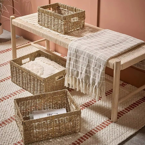 Set of 3 <b>rectangular</b> seagrass <b>baskets</b> Handmade Storage <b>Basket</b> Wholesale eco-friendly Made in Vietnam - Product Image 1