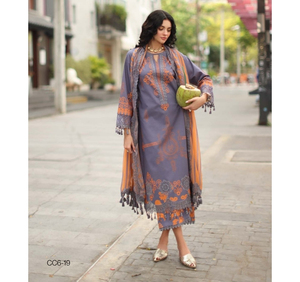 Charizma Combination Embroidered Printed Lawn Suit Embroidered Printed Chiffon Dupatta 3 Piece <b>Eid</b> Party Collection Summer - Product Image 1