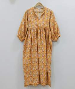 Vestido Formal de Algodón 100% con Estampado Floral Hecho a Mano para Mujer, Largo Midi, Estilo Boho, Cintura Natural, Diseño Simple, para Todas las Temporadas - Product Image 6