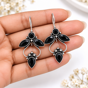 Wholesale Oxidized Silver <b>Black</b> <b>Onyx</b> Fashion <b>Earrings</b> | Handmade Boho Ethnic Dangle Jewelry - Product Image 4