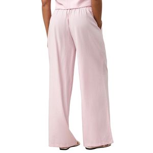 Womens Blush Pink Straight Lounge Trousers Canvas <b>Elastic</b> Waist Relaxed Fit Casual Summer Comfort Pants - Product Image 2