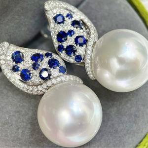 Pendientes de Perlas Negras Naturales Redondas de Alta Gama de 11-10 mm, Color Verde Pavo Real, 100% Plata Pura con Baño de Rodio, Estilo Colgante Fino - Product Image 2