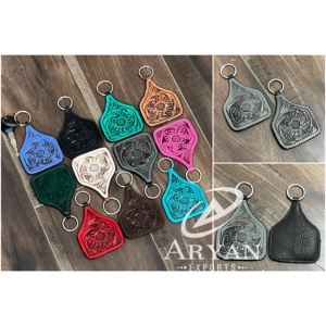 Aryan Exports 2026 New Latest Sale Tooled Leather Brown <b>Key</b> Chain Genuine Leather <b>Ring</b> <b>Key</b> Holder <b>Accessory</b> For Home Office Gift - Product Image 1