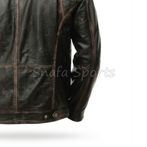 Veste en cuir pour homme surdimensionnée à manches longues, de qualité supérieure, personnalisée OEM, style vintage, avec fermeture éclair, en vente - Product Image 5