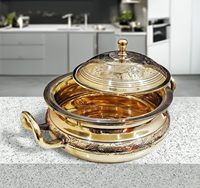 Ensemble de casseroles en laiton moderne et durable de qualité supérieure, 3 pièces élégantes, diamètre 20 cm, lavage à la main uniquement, pour tables de salle à manger, hôtels et événements