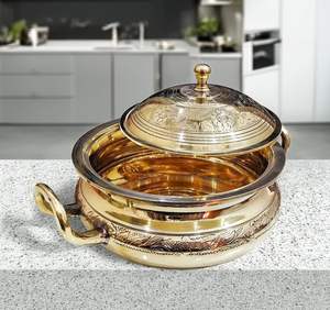 Juego de 3 cacerolas de latón y acero inoxidable de la mejor calidad con elegante estuche térmico para mesas de comedor, hoteles y catering de eventos - Product Image 3