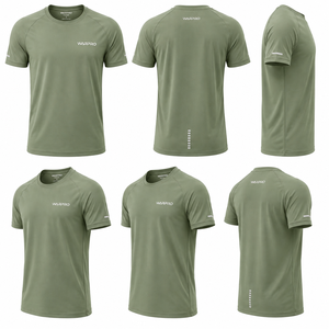 เสื้อยืดแขนสั้นคอกลมผู้ชาย WARPRO แห้งเร็ว ระบายอากาศดี สปอร์ต สีเขียวล้วน ทรงปกติ ผ้าเจอร์ซีย์ถัก น้ำหนัก 140 กรัม โพลีเอสเตอร์ 100% - Product Image 3