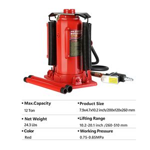 Martinetto idraulico per bottiglie da 12 tonnellate da 10.2 20.1 pollici di sollevamento con impugnatura lunga a 2 sezioni per Auto Auto riparazione ingegneria industriale - Product Image 3