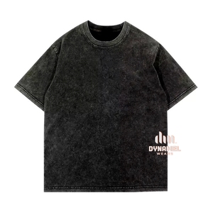 T-shirt surdimensionné en coton délavé à l'acide pour homme, style streetwear vintage, été - Product Image 5
