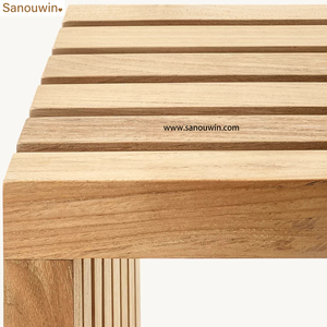 Table <span class=keywords><strong>en</strong></span> <span class=keywords><strong>teck</strong></span> <span class=keywords><strong>en</strong></span> forme de C, rangées de lattes parallèles, composant modulaire, construction de haute qualité, mobilier d'extérieur, lavable, utilisation <span class=keywords><strong>en</strong></span> cour, hôtel - Product Image 5