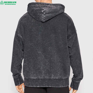 Sweat-shirt à capuche surdimensionné pour homme avec col en fausse fourrure, noir, en coton French Terry, vêtements d'hiver, 100% coton - Product Image 2
