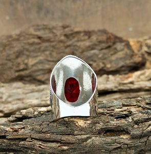 Natural Garnet Ring January Birthstone Deep Red Gemstone Jewelry Vintage Style Garnet Ring Handmade <b>Gift</b> for Her - Product Image 2