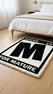Tapis d'appoint en laine tuftée à la main de qualité supérieure, motif M, doux et moelleux, inspiré des jeux vidéo, pour la décoration intérieure moderne - Product Image 6