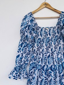 Femmes filles imprimé pur coton Maxi robe indien bloc imprimé décontracté été soirée à la mode en gros longue Midi en vrac - Product Image 3