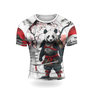 Panda Fighter Men's Short Sleeve <b>Compression</b> Rash Guard MMA Jiu Jitsu BJJ Grappling Base Layer Combat <b>Shirt</b> <b>COMPRESSION</b> WEAR - Product Image 2