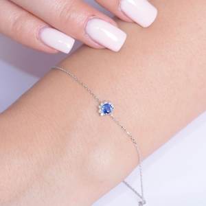 <b>Blue</b> <b>Sapphire</b> Round Cut Bracelet Timeless Birthstone Jewelry September Gift Dainty Elegant Fine Jewelry - Product Image 5