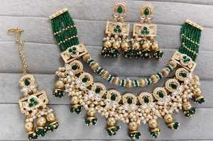 Wholesale PADMAWATI <b>BANGLES</b> High Quality Vintage Copper Gold Plated Crystal Bridal Wedding Jewelry <b>Set</b> Women's Long Mala - Product Image 3