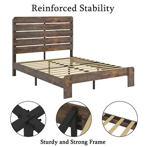<b>Queen</b> <b>Size</b> Wood Platform <b>Bed</b> <b>Frame</b> Noise-Free with Easy Assembly Tool No Box Spring Needed Large Storage Elegant Wooden <b>Beds</b> - Product Image 4
