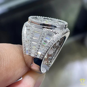Iced Out Moissanite Diamond Oval Ring For Men Luxury Statement Jewelry - Product Image 5