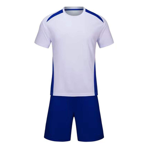Ensemble de maillot de football blanc et bleu pour homme, manches courtes, col rond, uniforme de football pour homme, prix bas, coupe régulière pour jeunes - Product Image 2