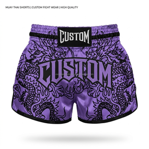 Professional Muay <b>Thai</b> <b>Shorts</b> Embroidered Satin <b>Thai</b> Boxing Training <b>Shorts</b> Quick Dry Lightweight Fighter <b>Shorts</b> - Product Image 5
