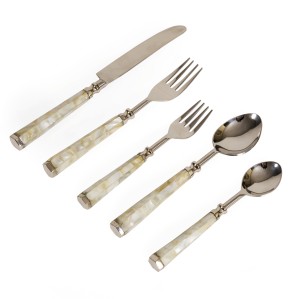 Ensemble de couverts élégants de 5 pièces avec poignées en nacre, en acier inoxydable, pour mariage, vaisselle, couverts de table - Product Image 1