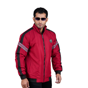 Veste de moto pour homme à blocs de couleur, col montant, coupe-vent, fermeture éclair, rembourrée, pour l'hiver - Product Image 1