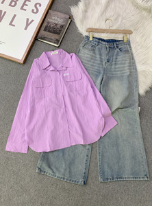 Chemise en popeline de coton à manches longues pour femme SUBICI TD2T2N, avec double poche à rabat, coupe ample décontractée, avec étiquette SUBICI - Product Image 4