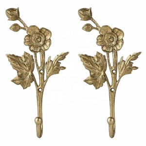 High Quality Gold Coat <b>Hooks</b> with 3D Flowers & Buds Shape Metal <b>Wall</b> <b>Hooks</b> for Entryway Bathroom Bedroom Farmhouse Decoration - Product Image 1