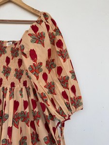 Maxi vestido con estampado de rayón bohemio para mujer, atractivo cuello en V, manga larga, botón tejido, playa, vacaciones, salida informal, longitud Midi - Product Image 6