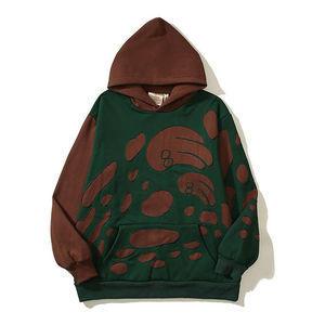 Sweat à capuche sans cordon pour homme, personnalisé, de haute qualité, en coton épais, avec logo en cuir, modèle pull-over, tendance, vente chaude - Product Image 4