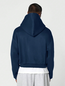Vente en gros OEM : Sweats à capuche pour hommes, coupe courte et oversize, épais, avec fermeture éclair, logo personnalisé, épaules tombantes, fermeture éclair double curseur, 100% coton molletonné, USA - Product Image 5