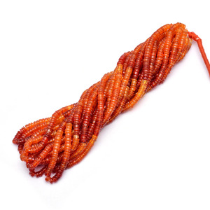 AAA+ Red Carnelian 5mm-6mm Heishi Smooth Beads Natural Orange Carnelian Semiprecious Gemstone Coin Disc <b>Spacer</b> Beads For Jewelry - Product Image 2