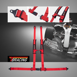 TUN-402 Tbracing เข็มขัดนิรภัยแบบสากล 4 จุด เข็มขัดนิรภัยสำหรับแข่งรถ โพลีเอสเตอร์ แผ่นรองไหล่แบบนุ่มพิเศษ ความทนทานสูง ยาว - Product Image 1