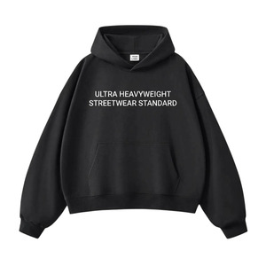Sweat à capuche streetwear brodé épais pour homme, coupe oversize à épaules tombantes, en molleton avec poche - Product Image 1