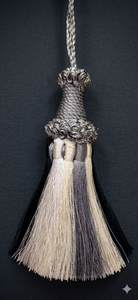 <b>Key</b> <b>Tassel</b> Decorative Beaded Fringe 100% Rayon Black White Gray - Product Image 5