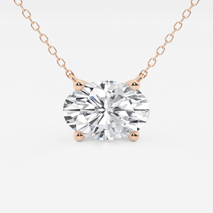 Collar con Colgante de Diamante Ovalado Cultivado en Laboratorio de 3 CTW, Elegante y Brillante, Joyería Fina, Regalo para Mujer - Product Image 4