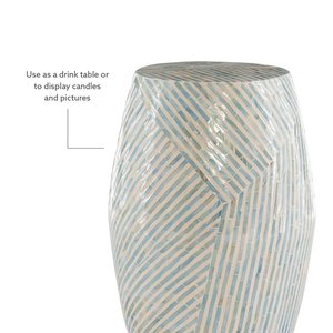 Luxury Bone Inlay Side Table Handmade Wooden Mosaic Design Bedside End Table Floral Accent Furniture Custom Bedroom Living Room - Product Image 2