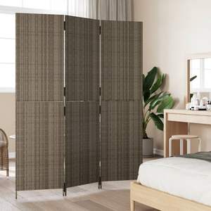 Gray Poly Rattan 3-<b>Panel</b> <b>Room</b> <b>Divider</b> Screen - Product Image 3