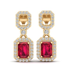 Boucles d'oreilles pendantes REYES au design unique en argent sterling 925 avec rubis de 2 carats, certifiées GRA, en moissanite, bijoux fins - Product Image 2
