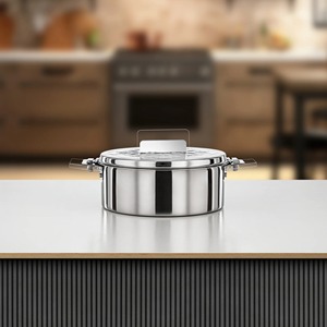 Casserole isotherme classique et durable en acier inoxydable avec couvercle antiadhésif, compatible gaz et induction - Product Image 2