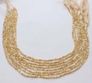 AAA Natural Mother Of Pearl Faceted Rondelle Beads 3 MM Yellow MOP <b>Shell</b> Gemstone Beads 13 Inch Mother Of Pearl Rondelle Beads - Product Image 5