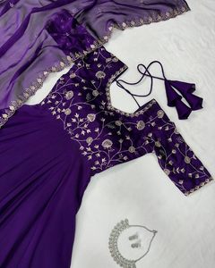 Islamic Clothing Pakistan Salwar Suit Kameez Two Piece Four Season Abaya Muslim Women Elegant Chiffon Modest Dress 79565 - Product Image 3