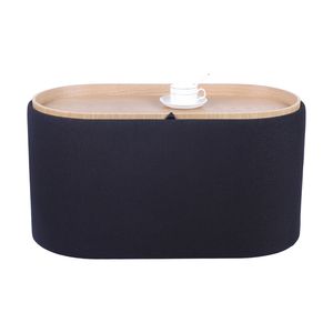 Reversible Wooden Tray Top <b>Storage</b> Ottoman Black <b>Stool</b> with Versatile Functionality - Product Image 2
