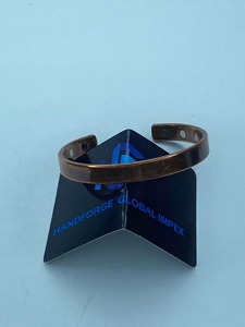 Artisan Handcrafted Gold Plated Brass Cuff <b>Bracelet</b> with Antique Finish Vintage Style Magnet <b>Healing</b> Unisex - Product Image 5