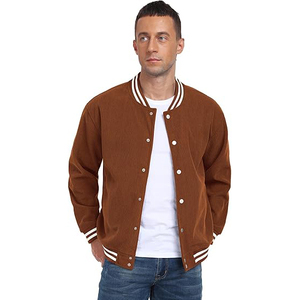 Fleece <b>Lined</b> Varsity Jacket Men Wool Polyester Blend Warm Plush Interior Baseball College Winter Insulated Snap Button <b>Coat</b> - Product Image 2