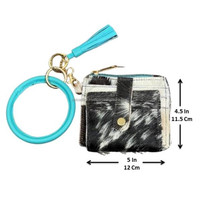 Nouveau design de porte-cartes en cuir de vachette véritable avec logo personnalisé porte-monnaie mince de luxe pour femmes portefeuille avec bracelet rond porte-clés